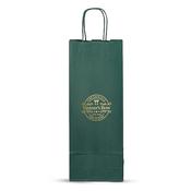 Green Printed One Bottle Paper Bags with Twisted Handles