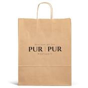Brown Ribbed Premium Printed Paper Carrier Bags with Twisted Handles