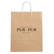 Brown Ribbed Premium Printed Paper Carrier Bags with Twisted Handles