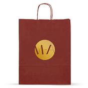 Burnt Red Printed Paper Carrier Bags with Twisted Handles