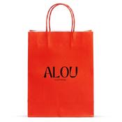 Cherry Red Printed Paper Carrier Bags with Twisted Handles