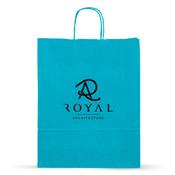 Light Blue Printed Paper Carrier Bags with Twisted Handles