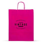 Magenta Printed Paper Carrier Bags with Twisted Handles