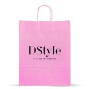 Pink Printed Paper Carrier Bags with Twisted Handles