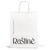 White Ribbed Printed Paper Carrier Bags with Twisted Handles