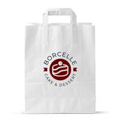 White Printed Paper Carrier Bags with External Flat Handles