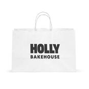 Printed White Patisserie Paper Bags with Twist Handles