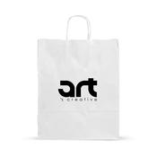 White Printed Paper Carrier Bags with Twisted Handles, Screen Print