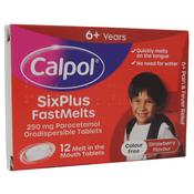 Calpol Six Plus FastMelts 250mg x 12 - Strawberry Flavour
