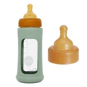 Hevea glass feeding bottle 250ml x 1 with 1 x Natural Rubber Latex Teat 3m+ - Completely free of plastic image