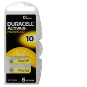 Duracell Activair Hearing Aid Batteries 10  x 6 - Yellow tab image