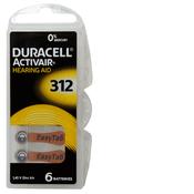 Duracell Activair Hearing Aid Batteries 312  x 6 - Brown Tab image