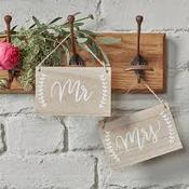 Mr And Mrs Wooden Chair / Hanging Signs - Boho image