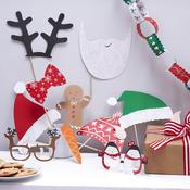 Festive Family Photo Booth Party Props - Santa &amp; Friends