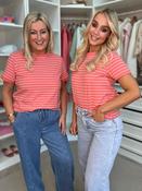 Paula Stripe Tee Coral image