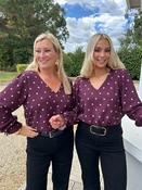 Sophia Top Burgundy Dot