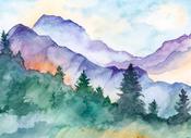 Watercolour Mountains Mural image