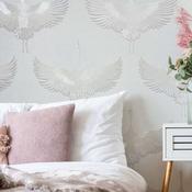 RW734528M Pale Grey Crane Wallpaper