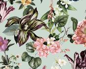 RW747459M Grey &amp; Peach Floral Wallpaper