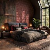 RW7790193A Red and Gold Damask Wallpaper image