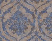 RW7790191A Blue and Gold Damask Wallpaper