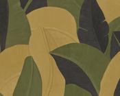 RW7790391A Green &amp; Gold Large Leaf Wallpaper image