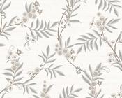 RW97701P White and Grey Botanical Motif Wallpaper image