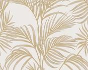 RW97731P Beige and Gold Palm Leaves Wallpaper