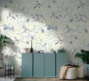RW5396921A Repeatable Green and Blue Leaf Mural image