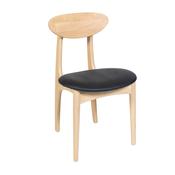 Emily Dining Chair Oak - Padded Seat Faux Leather Black image