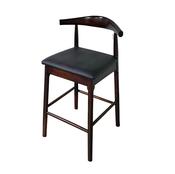 Hans J Wegner style Ox Horn Stool - Mahogany / Black Faux Seat