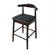 Hans J Wegner style Ox Horn Stool - Mahogany / Black Faux Seat