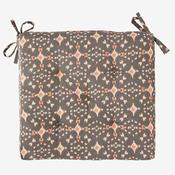 Printed cotton Seat Pad Grey, ecru, coral - Madam Stoltz
