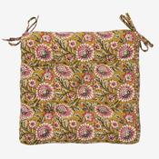 Printed cotton Seat Pad Mustard, Off white, Grey, Raspberry - Madam Stoltz image