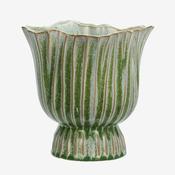 Stoneware Flower Pot Green L image