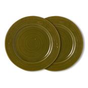 HKLIVING Farmhouse Ceramics: Dinner Plates Moss, set of 2 image