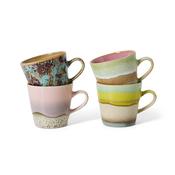 HKLIVING 70s Ceramics: Americano Mugs Rococo, Set of 4