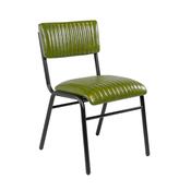 Hipster Leather Upholstered Metal Side Chair - Green
