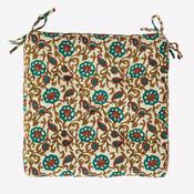 Printed Cotton Seat Pad Beige, green, paprika, mustard image