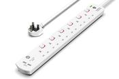 6 Gang Extension Lead 1m -  (USB, Switched, Surge Protected &amp; Neon)