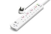 4 Gang Extension Lead 1m -  (USB, Switched, Surge Protected &amp; Neon)