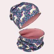 Horse + Flowers Reversible Beanie + Scarf Set image