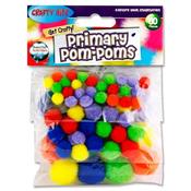 Crafty Bitz - 60 Assorted Sizes Pom Poms - Primary Colours image