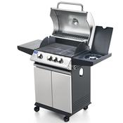 Barbecue on castors with side cooking hob, gas, cooking area 550x410 mm