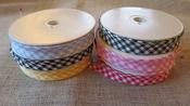 Gingham bias binding, 16mm - Black