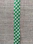 Gingham bias binding, 16mm - Green