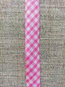 Gingham bias binding, 16mm - Pink