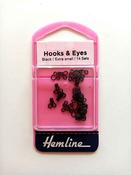 Black metal hooks and eyes - Size 0 (XS)