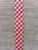 Gingham bias binding, 16mm - Red