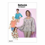 B6455 Misses' Gathered, Raglan Sleeve Tops - LRG-XLG-XXL image